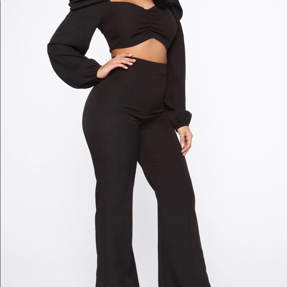 TWO PIECE FRONT RUCHING PANTS SUIT - Picture 3 of 10